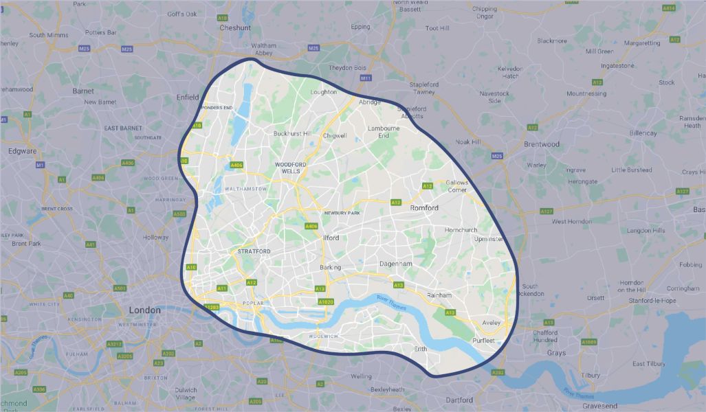 map of Chartered Surveyors East London | Get Quotation | 020 8064 1636