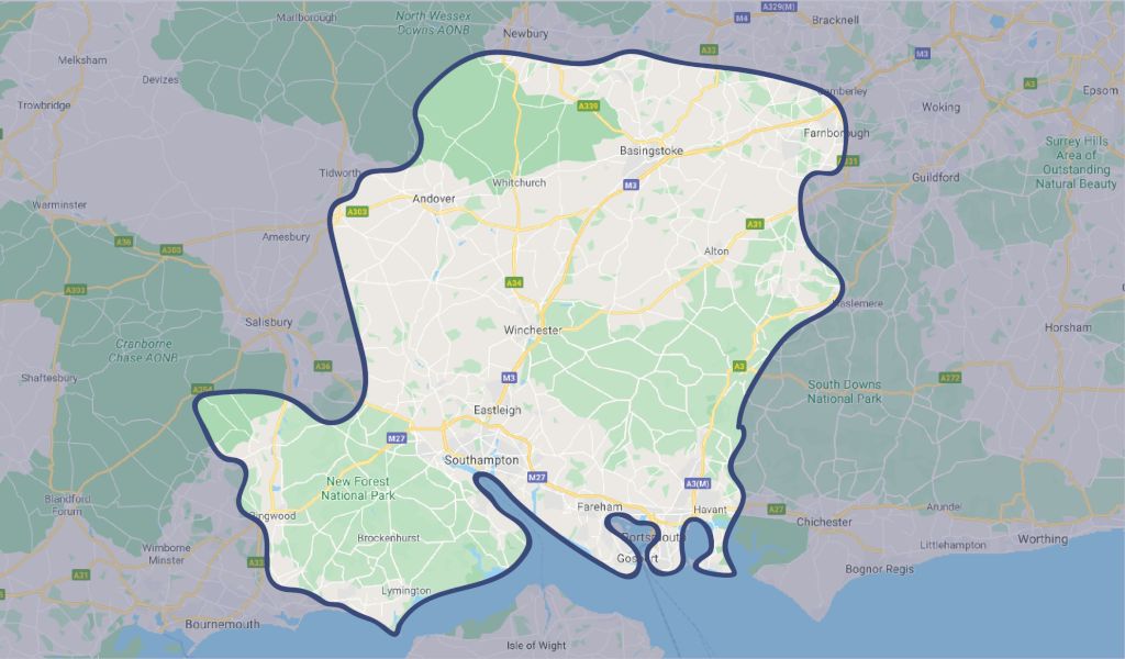 map of Chartered Surveyors Hampshire | Get Instant Quote | 020 8064 1636