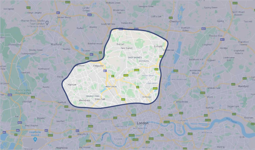 map of Chartered Surveyors North London | Instant Quote Available | 020 8064 1636