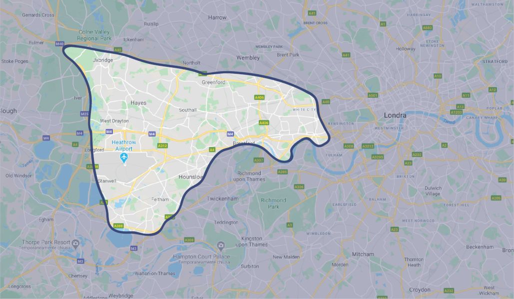 map of Chartered Surveyors West London | Get Instant Quote | 020 8064 1636