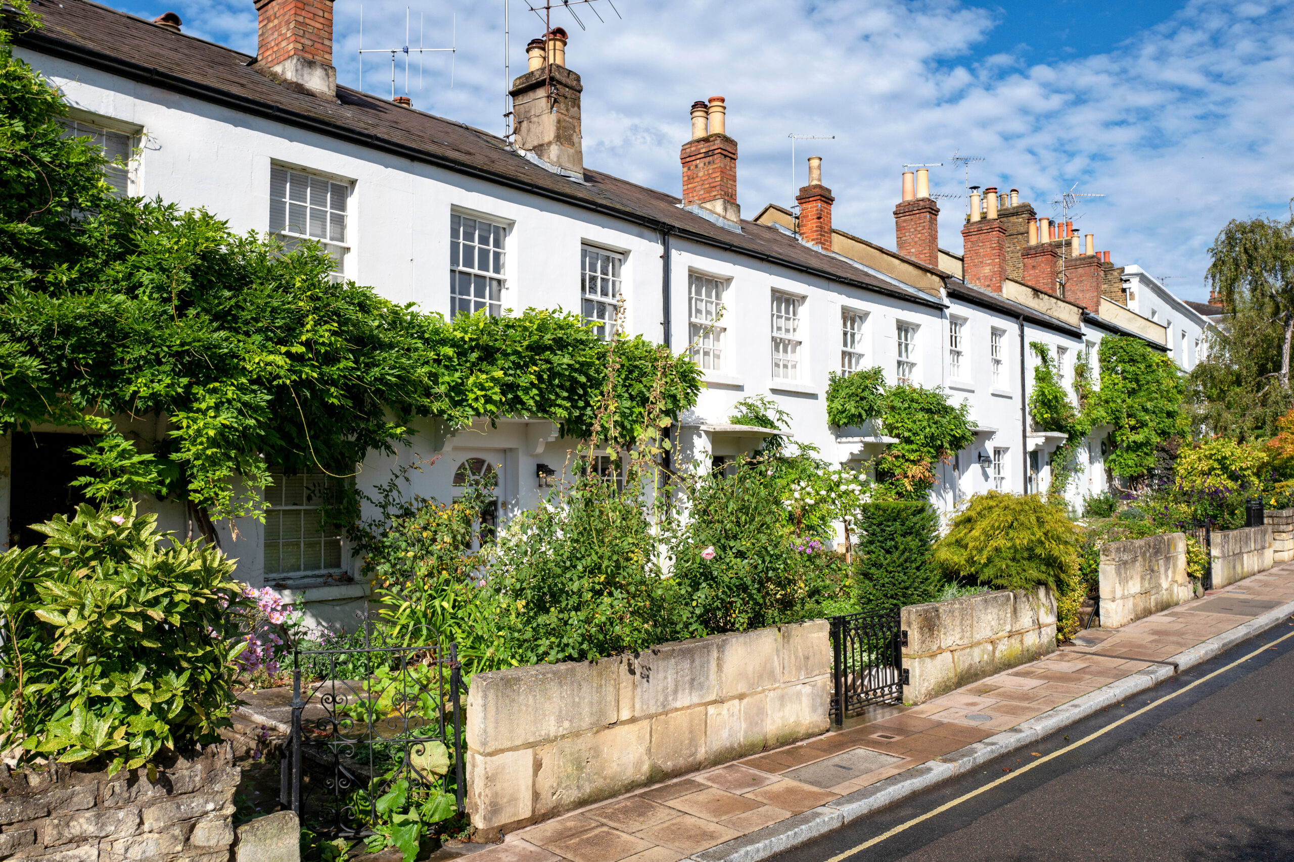 Typical English row of terraced cottages